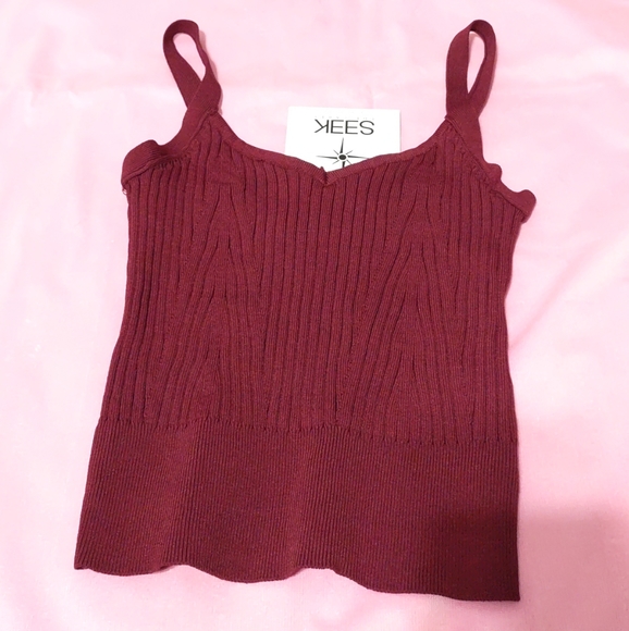 Women's SEEK The Label Design In Australia Red Maroon Cropped Tank Top Sz Small - Picture 9 of 10